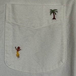 J. CREW I Short-sleeve Oxford w/Embroidered Hula Girls & Palm Trees I Size XS